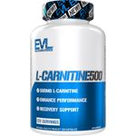 Evlution Nutrition L-Carnitine500, 500 mg of Pure L Carnitine in Each Serving, Stimulant-Free, Capsules (120 Servings)