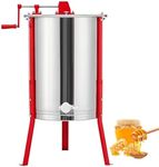 Garvee 4 Frames Manual Honey Extractor, Food Grade Stainless Steel Manual Beekeeping Extraction, Honeycomb Drum Spinner with Adjustableheight Legs, Transparent Lid, for Apiarys, Beekeepers & Beehi