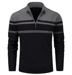 MAGCOMSEN Mens Sweaters 1/4 Zip Sweater Cotton Sweater Pullovers Casual Fall Sweater with Zipper Polo Sweaters Dark Grey Black,M