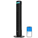 GoveeLife 42-inch Smart Quiet Tower Fan of 27 dB, 12 Speeds up to 8 m/s, 5 Modes Cooling Fan, 24H Timer, Bladeless Electric Fan with 150 Oscillation, WiFi/Alexa/Remote Control for Bedroom, Black