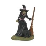 Department 56 Village Collection Accessories Halloween Double Trouble Witch and Black Cat Figurine, 3.7 Inch, Multicolor