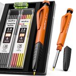 Nicpro Upgraded 3-IN-1 Carpenter Pencils Set with Finger Grip, 1Pcs Construction Pencil with 13 Refill & Mini Spirit Level, Deep Hole Marker Carpenter Tool, Mechanical Pencil for Architect Woodworking