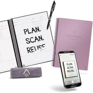 Rocketbook Smart Reusable Notebook, Fusion Plus Executive Size Spiral Notebook & Planner, Pink, (6" x 8.8")