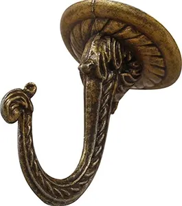 OOK 534504-HSU Ceiling Swag Hook, Hangs up to 30lbs, Antique Brass, 6 Pack (with Anchors)