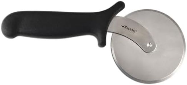 Arcos Corta Pizzas Profesional de Acero Inoxidable 100 Mm con Mango Ergonómico de Polipropileno. Cortador de Pizzas y Porciones Pequeño y Ligero. Color Negro