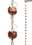 TFYADEN Pure Copper Garden rain Chain-Functional and Decor Replacement for Gutter Downspouts. Decor Rain Chime and Fountain. Lotus Design. One Free Adapter. 8.5 ft Length.TF8205