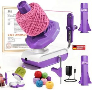 Upgraded 5.0 Electric Yarn Winder【Top1 RPM German Motor】【SGS-Grade Precision Gears】Wool Yarn Ball Winder Compact Automatic for Crocheting Super Strong Tension, Ideal for Home and Studio (Purple White)
