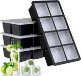 DHONI Silicone Jumbo Ice Moulds with Removeable Tight Fitting Lids, Perfect for Drinks and Cocktail Easy Demoulding, Ice Cube Tray, Ice Tray for Freezer,Silicone ice Tray.(Pack of 4 Black Colour).