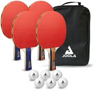 JOOLA Advanced Table Tennis Paddle Set - Includes 4 Ping Pong Paddles, 6 3-Star Ping Pong Balls & Carrying Case - for Intermediate Competitive Matches, Ideal for Teens, Adults, & High Volume Play