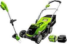 Greenworks 40V 17-Inch Lawn Mower + 12-Inch String Trimmer, 4.0 AH Battery and Charger Included 1314902HD