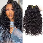 Yavida Water Wave Bundles Human Hair Brazilian Hair Bundles Real Human Hair Curly Human Hair Bundles 3 Bundles Deal 12 14 16 inch 100% Unprocessed Brazilian Virgin Human Hair Extension