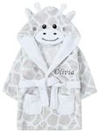 Baby Girl Boy Personalised Dressing Gown Bathrobe Hooded Elephant Duck Giraffe Animal (18-24 Months, Giraffe)