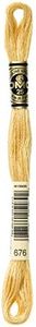 DMC 117-676 Six Stranded Cotton Embroidery Floss, Light Old Gold, 8.7-Yard