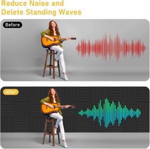 JBER Acoustic Foam Panels 48-Pack – Black Soundproof Wall Tiles