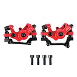 JFOYH Mechanical Disc Brake Kit for MTB Road Bike Folding Bike and BMX, Cycling Front and Rear Bicycle Bike Disc Brake Calipers-Red