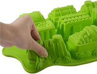 Joyeee Silicone Train Cake Mold, 1 Pcs 9 Cavity Non-stick Train Cake Pan Baking Mold for Soap, Wafer, Pastry, Tart, Pie, Flan, Dough, Chocolate Cake, Crayon, Silicone Soap Mold Kids Shower Supplies