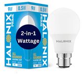 Halonix 2 in 1 All Rounder 9W,0.5W B22D Led Bulb Cool White & Off White,Pack of 1, Multi Wattage with Adjustable led Light