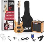 LyxPro 30 Inch Electric Guitar and Starter Kit for Kids with 3/4 Size Beginner’s Guitar, Amp, Six Strings, Picks, Shoulder Strap, Digital Clip On Tuner, Guitar Cable and Soft Case Gig Bag - Natural