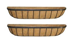 GARDEN KING 30 INCH Wall Trough with J Hooks, Classic Coir Wall Trough for Indoor/Outdoor Home & Garden Decoration (Black, Set of 2 PCs)