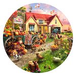 Shadzi Jigsaw Puzzles for Adults and Kids 500 Pieces, Lush Rural Farm Life Scene Round, Unique Piece Puzzle Educational Fun Games Toys (21.65 inch)