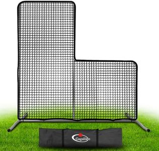 Softball Baseball Pitching L Screen Protector Net 7X7 FT Mini L Screen Baseball Net Portable for Batting Cage Indoor Outdoor Portable Baseball Softball Protective L Pitching Screen Net with 2 Wheels