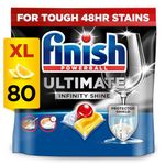 Finish Ultimate Infinity Shine Dishwasher Tablets Bulk, Scent : Lemon, Size : 80 Dishwasher tabs, For Ultimate Clean and Diamond Shine