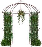 HAPPYGRILL Birdcage Shape Garden Arbor, 7’ x 8.4’ Heavy Duty Metal Garden Gazebo Pergola with Trellis, Garden Arch Trellis for for Climbing Plants Wedding Party Decor Outdoor Arch Pavilion for Lawn