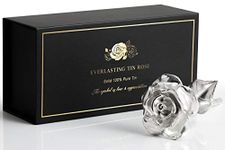 BESZONE Tin Rose 10th Anniversary for Her Gift - Tin Gift for 10 Year Wedding Anniversary for Couple Solid 100% Pure Casted Tin Everlasting Rose Tenth Anniversary for Wife Tin Aluminum Gift for Family