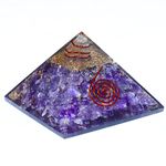 Crystal Divine Amethyst Crystal Pyramid Vastu Orgone Showpieces Decor Items For Positive Energy Office Table Decorative Items, 10 Cm