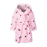 NautySaurs Boys Dressing Gown Girls Unisex Children's Bathrobe Soft Flannel Fleece Robe for Kids 1-12 Years (Pink - Dot, 4-5 Years)