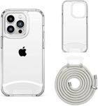 Lawonda Clear Case Compatible with iPhone 15 Case Crossbody Adjustable Strap Shockproof Protective Lanyard Phone Case (Clear, for Phone 15)