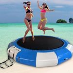 TONKOUM 10 Ft Lake Trampoline Bounce Swim Platform, Water Trampoline with Rope Ladder, Inflatable Bouncer Jump Floating Trampoline for Water Sports…