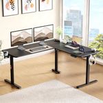 Lukzer L-Shape Electric Height Adjustable Desk with USB & Type-C Digital Display Advance Memory Preset Sit Stand Home Office Table | EST-001/UC-Black & Black | DIY Setup with 3 Years Warranty