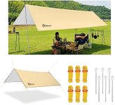 Camping Tent Tarp Waterproof Rain Fly Portable Tarp Multifunctional Outdoor Traveling Awning Backpacking Tarp Shelter Rain Tarp (Tent Set - L)