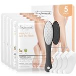 LA.PERSONAL 5 Pack Foot Peel Mask +2 Pair Socks Feet + 1 Scrubber with Natural Coconut Aloe Vera Sheabutter Soft Feet Exfoliating Mask Moisturizing&Repairing Footmask for Cracked Heel Dead Dry Skin