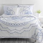 MARTHA STEWART Sophia Medallion Chenille Cotton Queen King Duvet Set Multi Piece | 1 Duvet Cover - Pillow Shams | Fashion Cover | Textured & Soft Bedding | All Season Duvet | Soft Blue