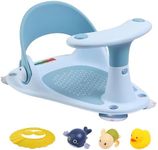 Baby Bath Seat LDIIDII Baby Bathtub Seat Infant Bath Seat for Babies 6 Months&Up Sit Up Bathing in Tub,Toddler Bath Seat with Water Thermometer/4 Strong Suction Cup/3 Bath Toys/Shower Cap (Light Blue)