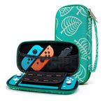 Carrying Case for Nintendo Switch Lite, Protective Portable Hard Shell Storage for Leaf Crossing Lite Console,Travel Cover Bag with 8 Game Card Slots for Switch Lite Games & Accessories,Green