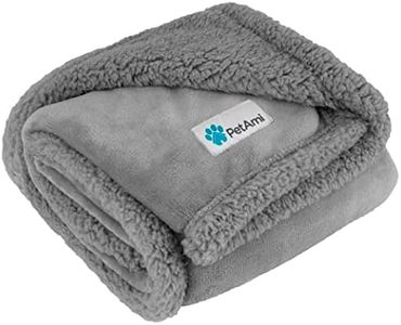 PetAmi WATERPROOF Dog Blanket for Bed, Couch, Sofa | Waterproof Dog Bed Cover for Large Dogs Puppies | Grey Sherpa Fleece Pet Blanket Furniture Protector | Reversible Microfiber | 80 x 55 (Light Grey)