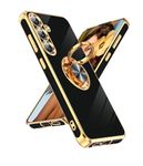 LeYi for Samsung S24 Case: Samsung Galaxy S24 Case with 360° Rotatable Ring Holder, Magnetic Kickstand, Plating Gold Edge Protective Cell Phone Case/étui/Coque for S24 Samsung/S 24, Black