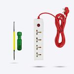 Hillgrove HGCM305M1 Power Extension Board with 4 Universal Socket and 1 Switch with Philip 2in1 Screwdriver and 5 Meter Long Cable Surge Protector for Home/Computer/Fridge 4 Socket Extension Boards