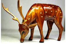 Bankura Traditional Art Center Deer Wooden handicrafts Home Decor Showpiece for Living Room Bedroom and Table Decor, 14cm Pack of 1