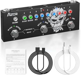AZOR Multi Effects Guitar Pedal with 3 Preset,8 IR Cab 9 AMP Models, Reverb Delay Overdrive, Distortion and Tuner for Electric Guitar, Rechargable Multi Effect Pedal
