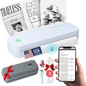 2025 Inkless Portable Printer Wireless for Travel, Bluetooth Thermal Printer Supports 8.5x11 US Letter, Compatible with iOS, Android, MAC, Windows for Office, Car and Home, w/Case+ 3 thermal rolls Kit