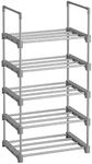 SONGMICS Shoe Rack, 5 Tier Shoe Organizer, Metal Shoe Storage Shelves, Easy to Assemble, Entryway, Grey ULSA005G02