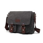 FANDARE Vintage Shoulder Crossbody Bag Messenger Satchel College Pack Schoolbag Bookbag Outdoor Travel Canvas Bag Commute Work Bag Briefcase Multipurpose Men/Women Dark Gray