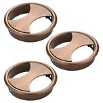 Axtry 2.5 Inch Stainless Steel Cable Manager / Cable Hole Cover Grommet / Wire Cable Organiser Manager Rose Gold Finish (Pack of 3)