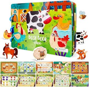 Montessori Busy Book pour les tout-petits de 3 à 4 ans Jouet éducatif silencieux Jeu ELECLAND assorti Jouets d'apprentissage interactifs pour enfants (ferme)
