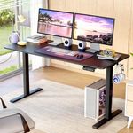 Lukzer Electric Height Adjustable Desk | Dual Motor with Memory Controller Sit-Stand Study Table | Ergonomic Computer Desk for Work from Home | 1 Year Warranty (EST-002/Black & Black/140x60 cm)