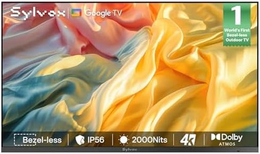SYLVOX Outdoor TV, 75 inch Full Sun TV 2000 Nits, Ultra-Narrow Bezel, 4K Smart Google Television, IP56 Waterproof, Dual Speakers, for Poolside, Yard, Business (Frameless Pro Series)